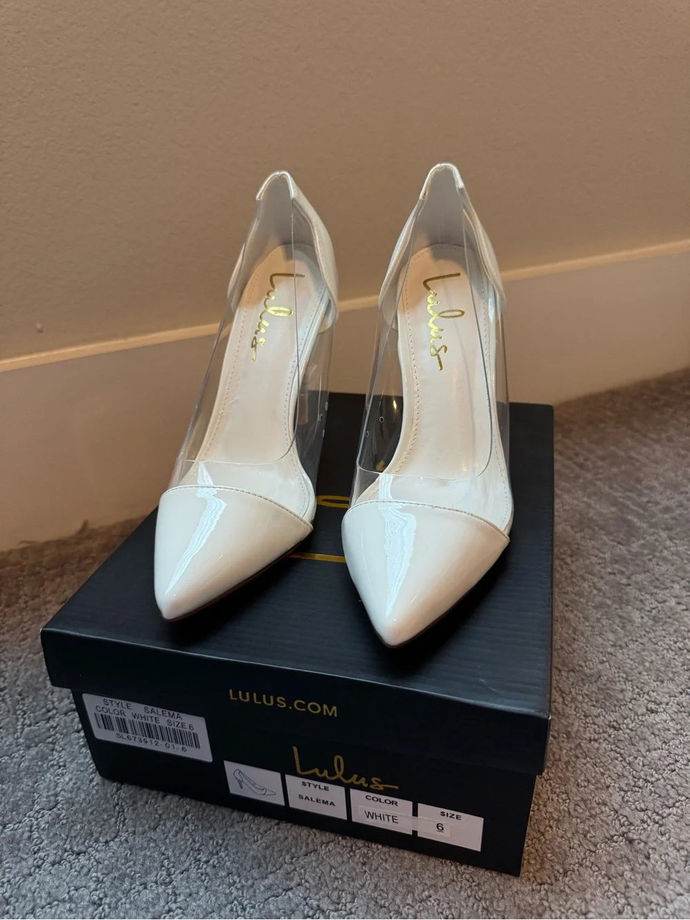 Lulu's Salema White Patent Pointed-Toe Pumps